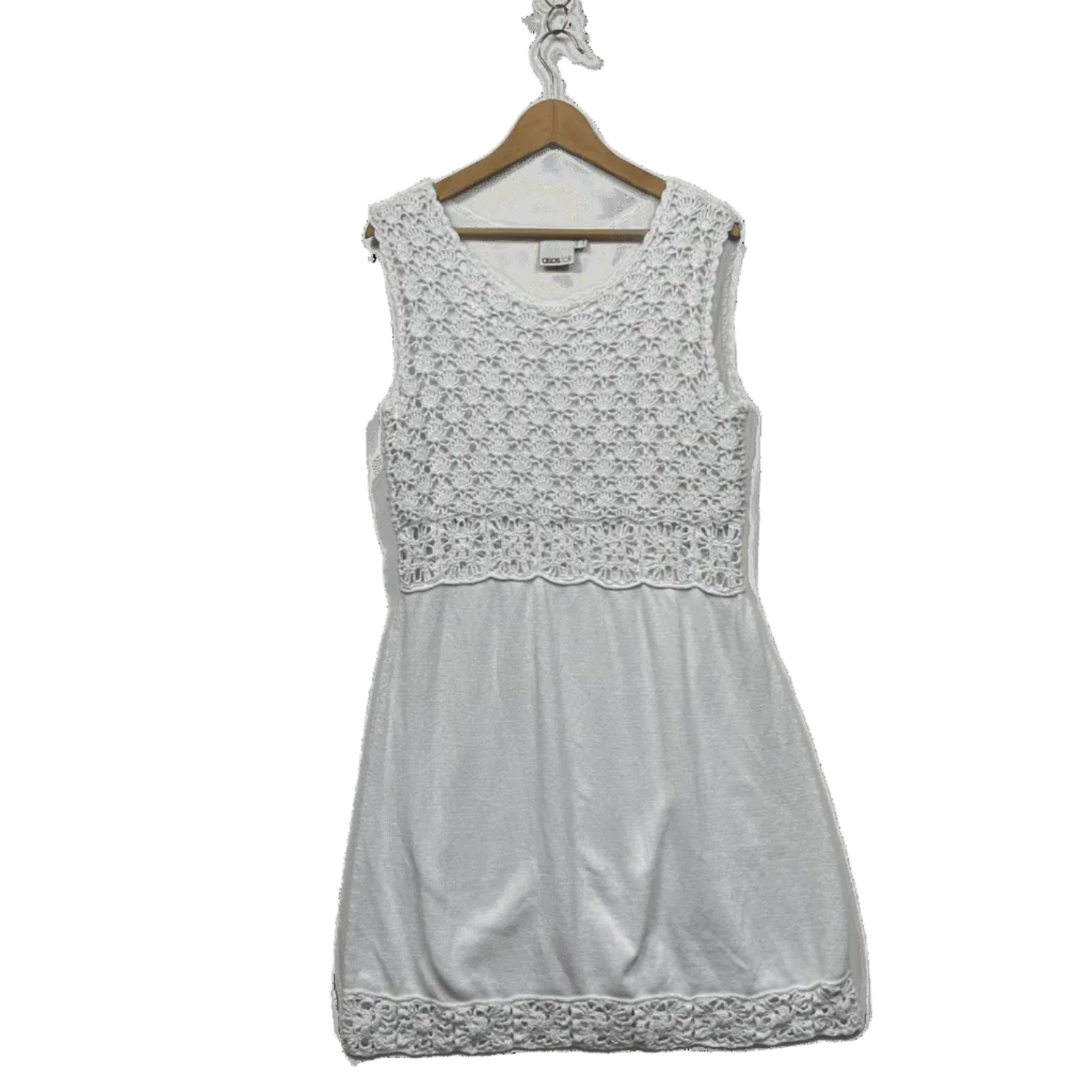ASOS Tall Womens White Crochet Lace Dress Size 16/18