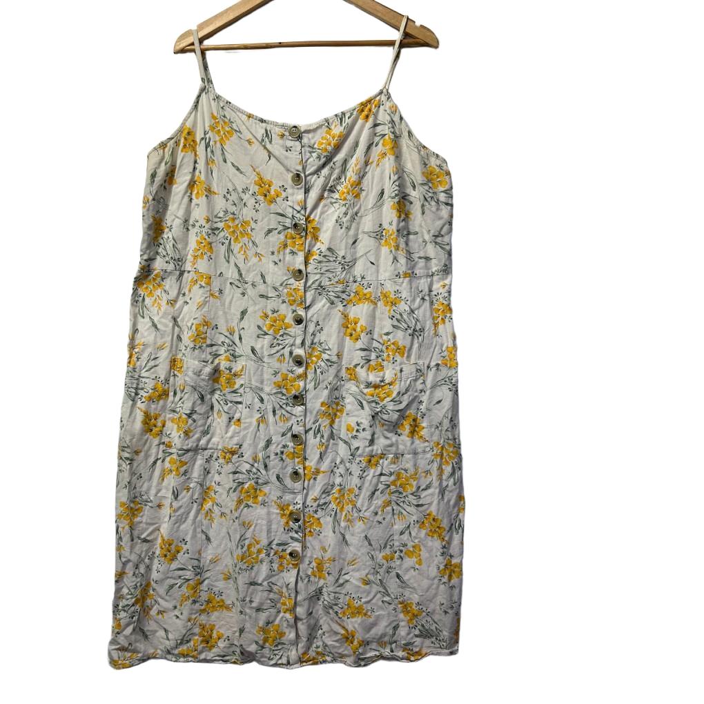 ASOS Yellow Floral Cotton Linen Dress - Size 26