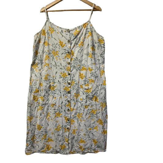 ASOS Yellow Floral Cotton Linen Dress - Size 26