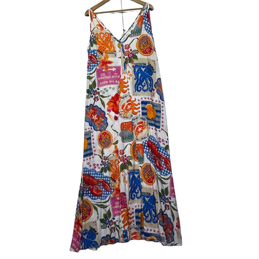 Abel The Label Multicoloured Print Maxi Dress - Size XL