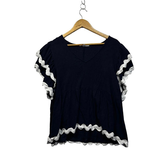 Abel The Label Navy Linen Top - Size XL