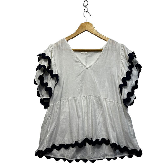Abel The Label White Linen Top - Size XL