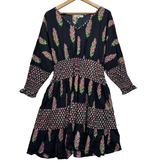 Adrift Navy Floral Cotton Dress - Size XL