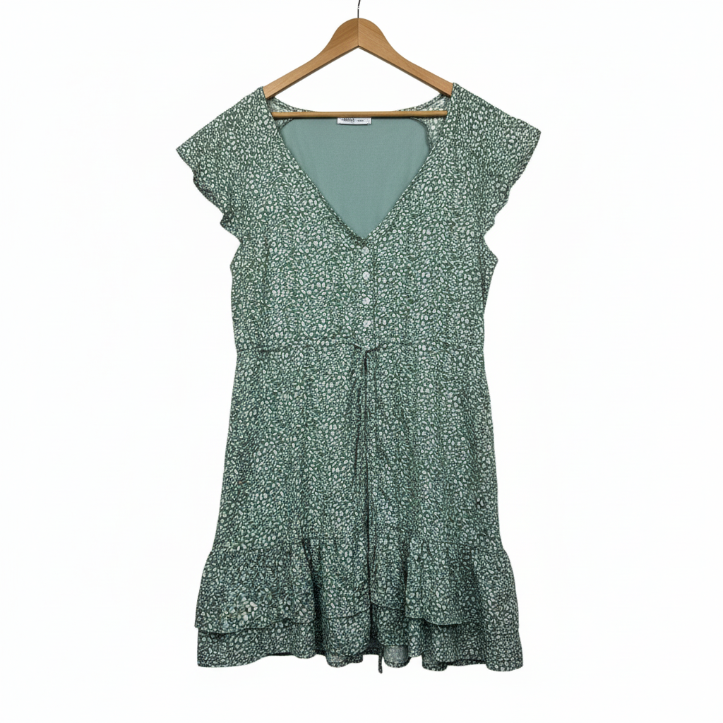 Ally Green Animal Print Dress - Size 14