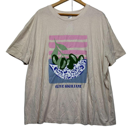 Anko Beige Cotton Graphic T-Shirt - Size 22