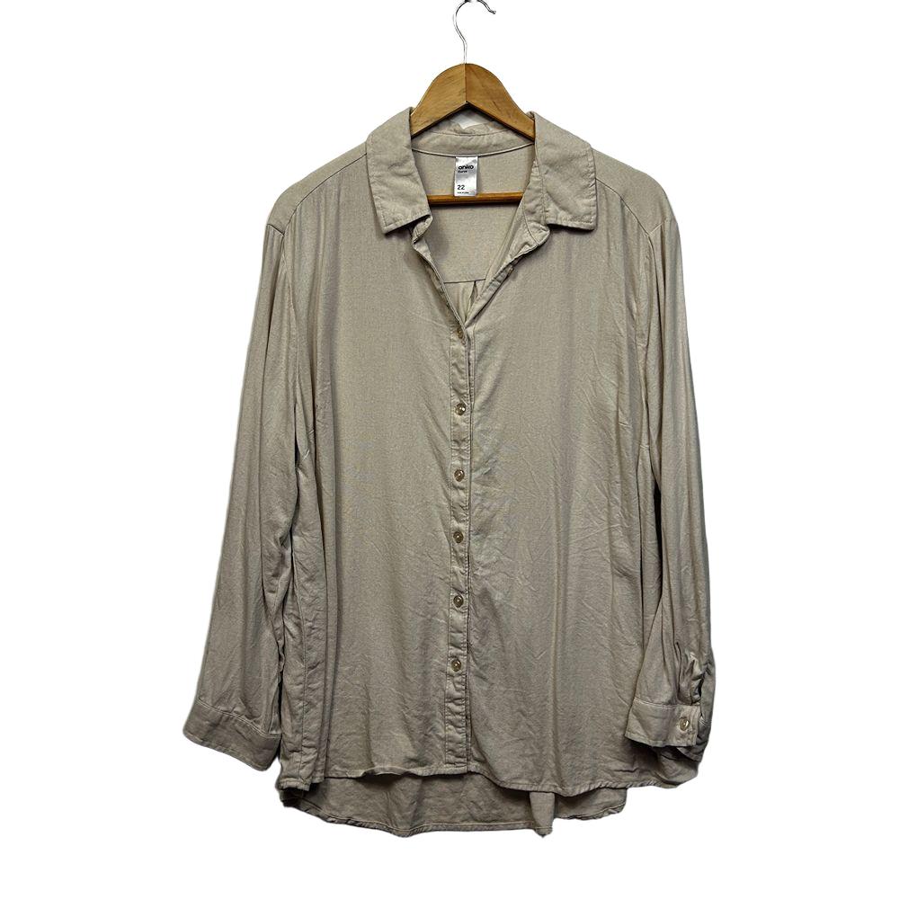 Anko Beige Plus Size Linen Shirt - Size 22