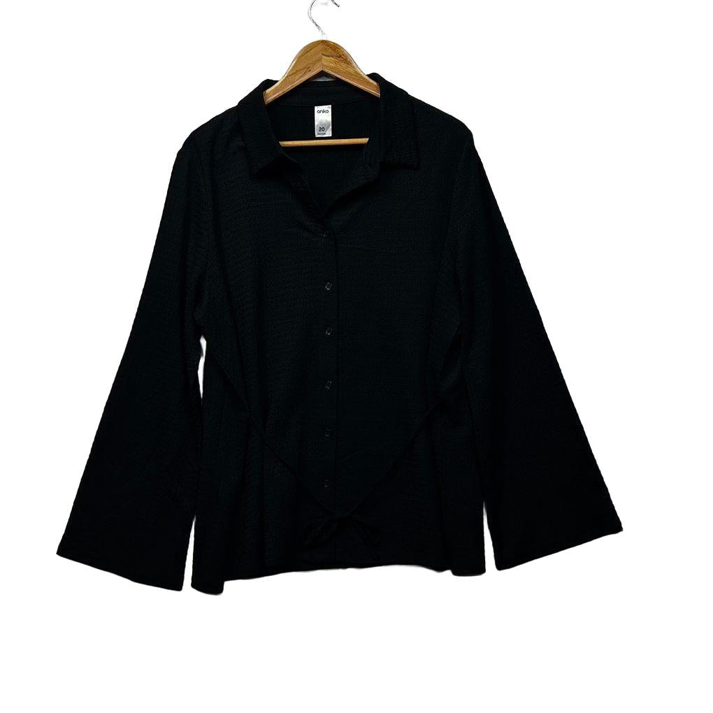 Anko Black Button Up Plus Size Textured Shirt - Size 20