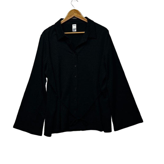 Anko Black Button Up Plus Size Textured Shirt - Size 20
