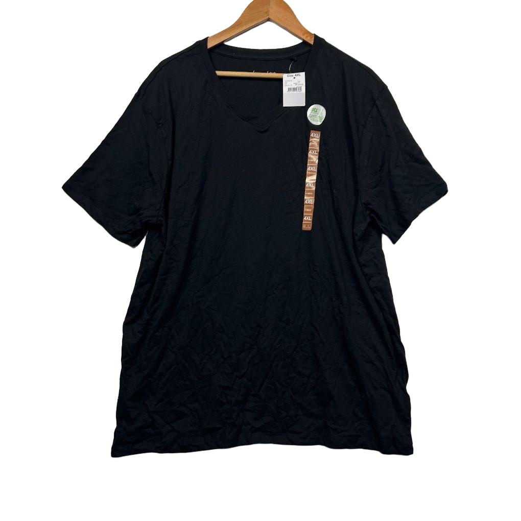 Anko Black Cotton V-Neck Mens T-Shirt - Size 4XL