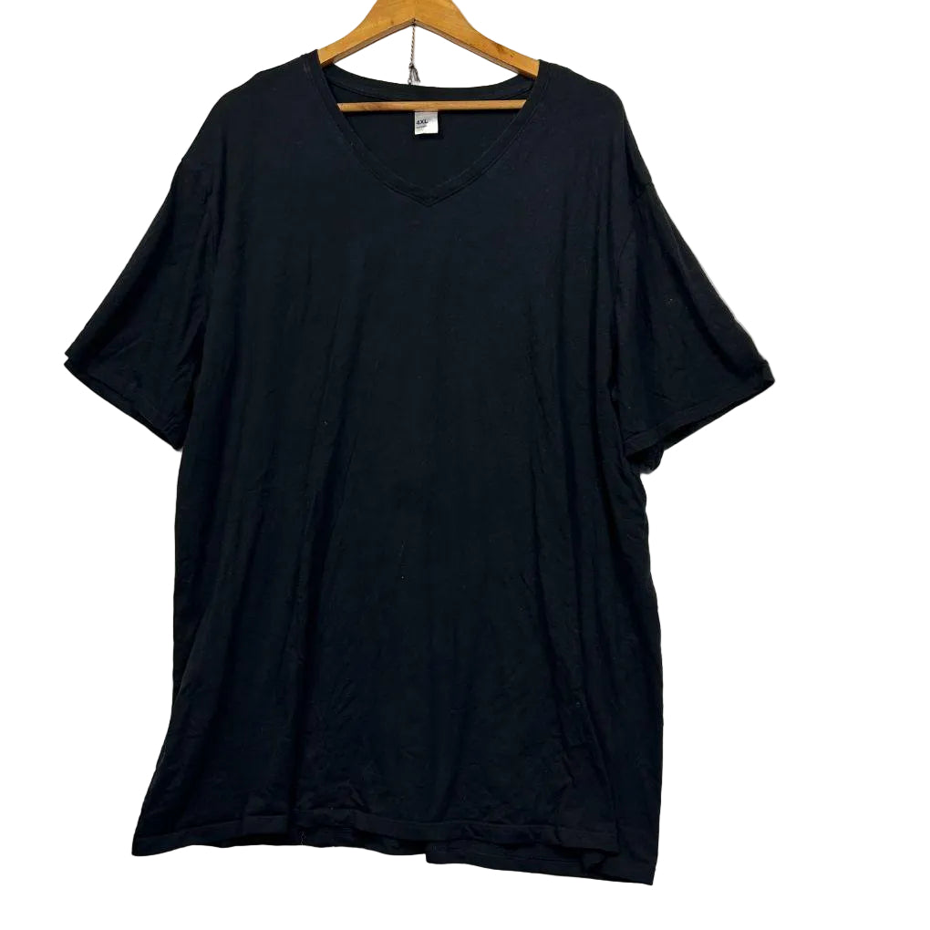 Anko Black Cotton V-Neck T-Shirt - Size 4XL