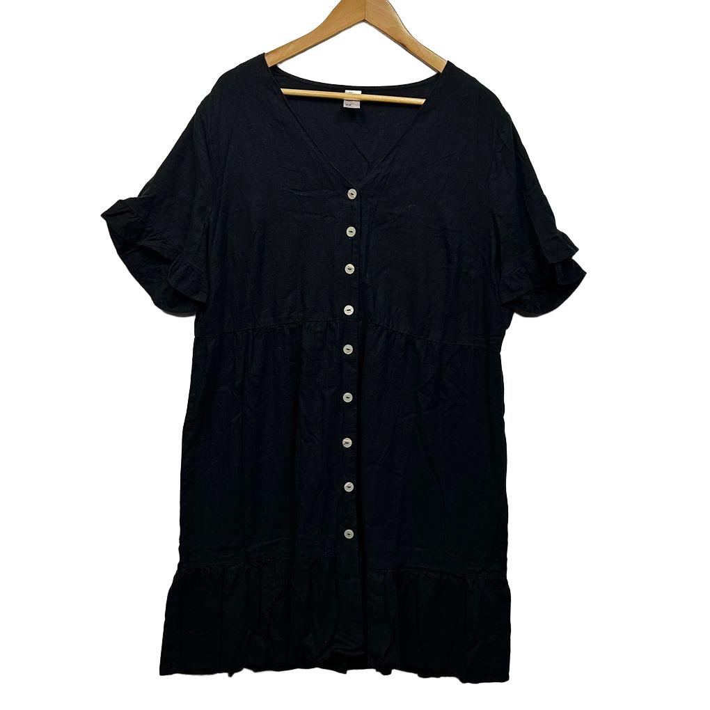 Anko Black Plus Size Linen Dress - Size 22