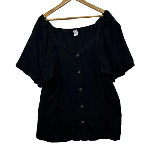 Anko Black Plus Size Linen Top - Size 22