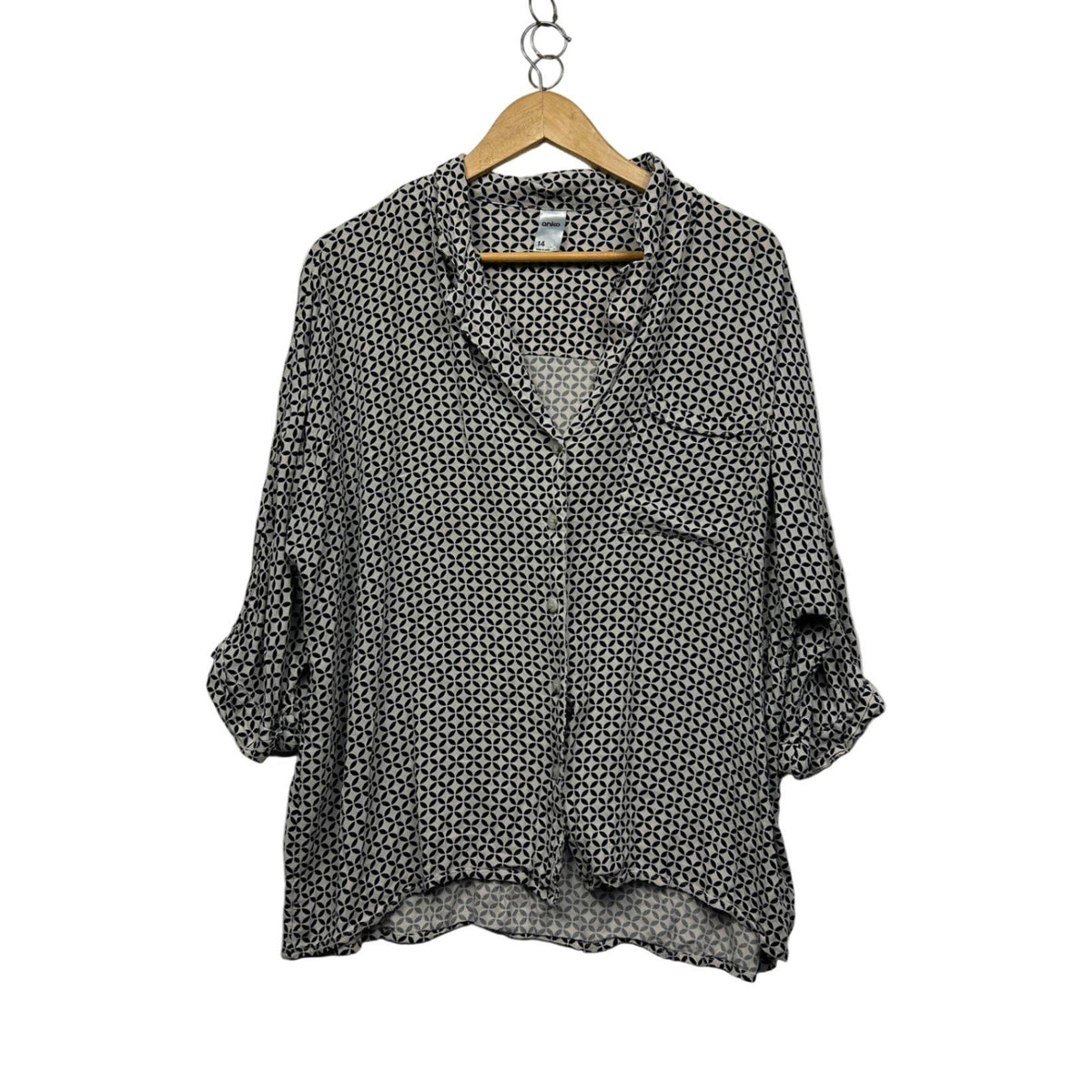Anko Black White Long Sleeve Blouse - Size 14