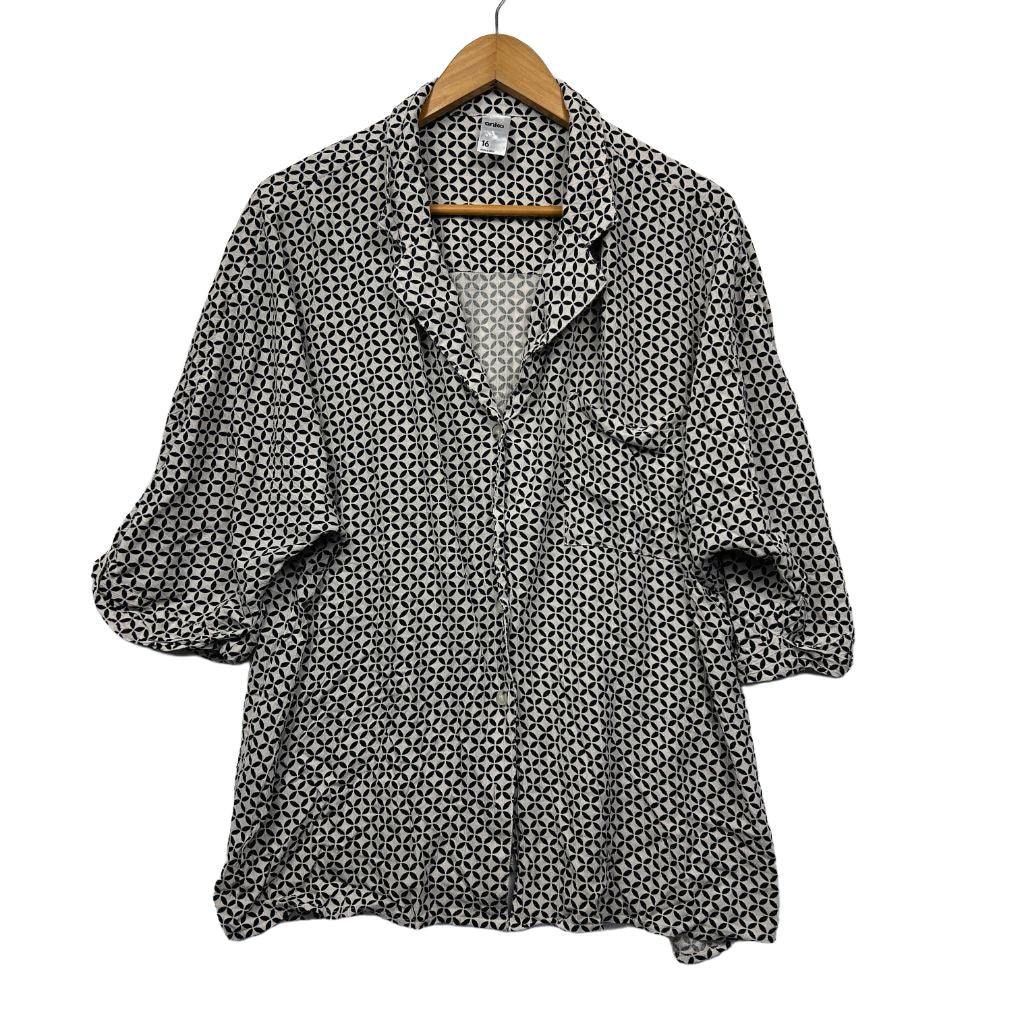 Anko Black and White Print Shirt - Size 16
