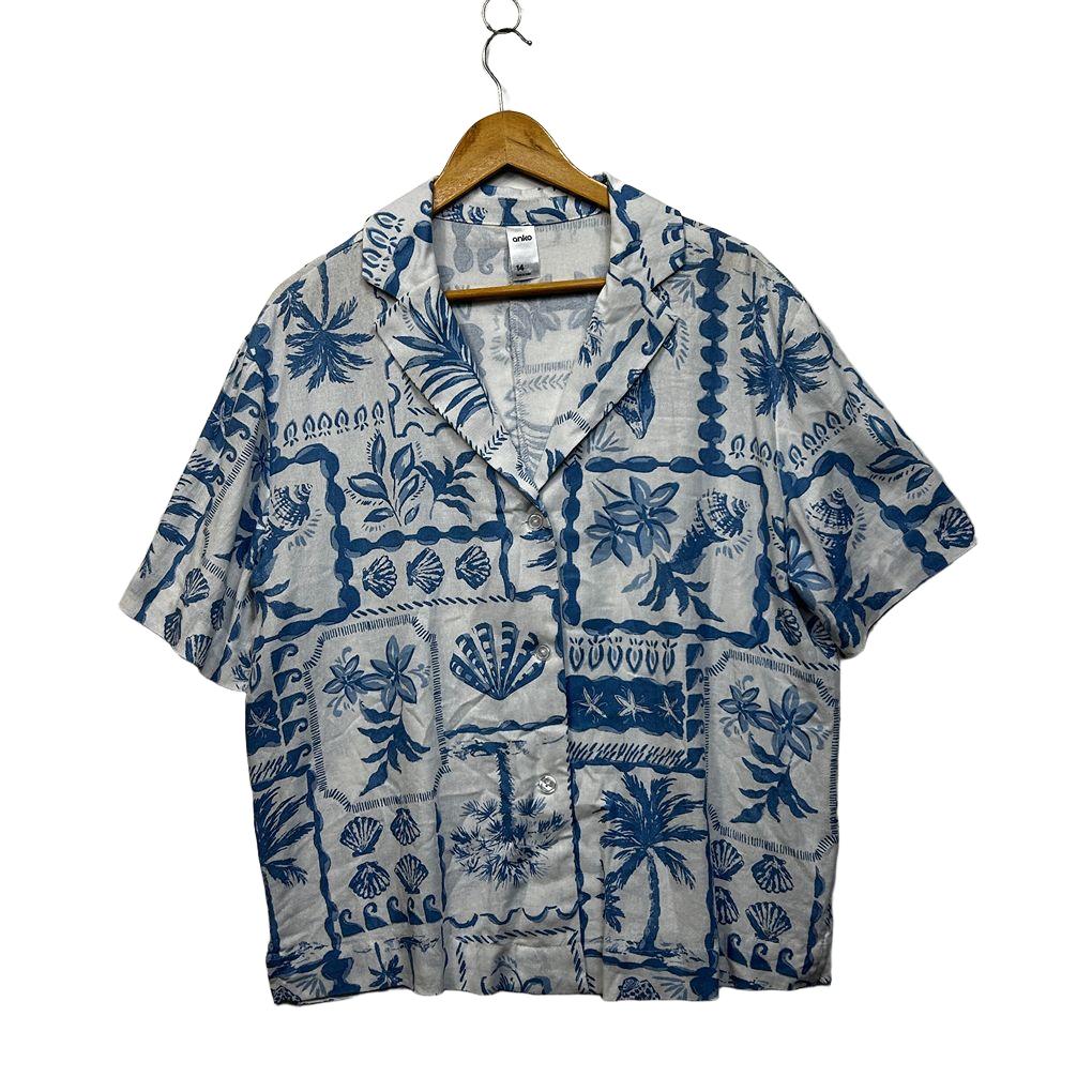 Anko Blue Linen Button Up Shirt - Size 14