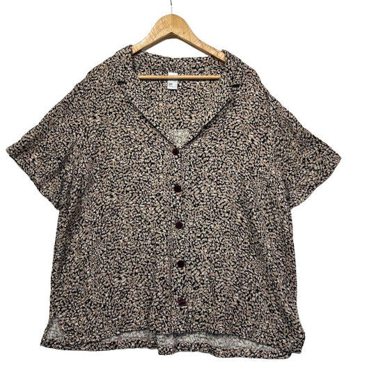 Anko Brown Leopard Print Cotton Shirt - Size 20