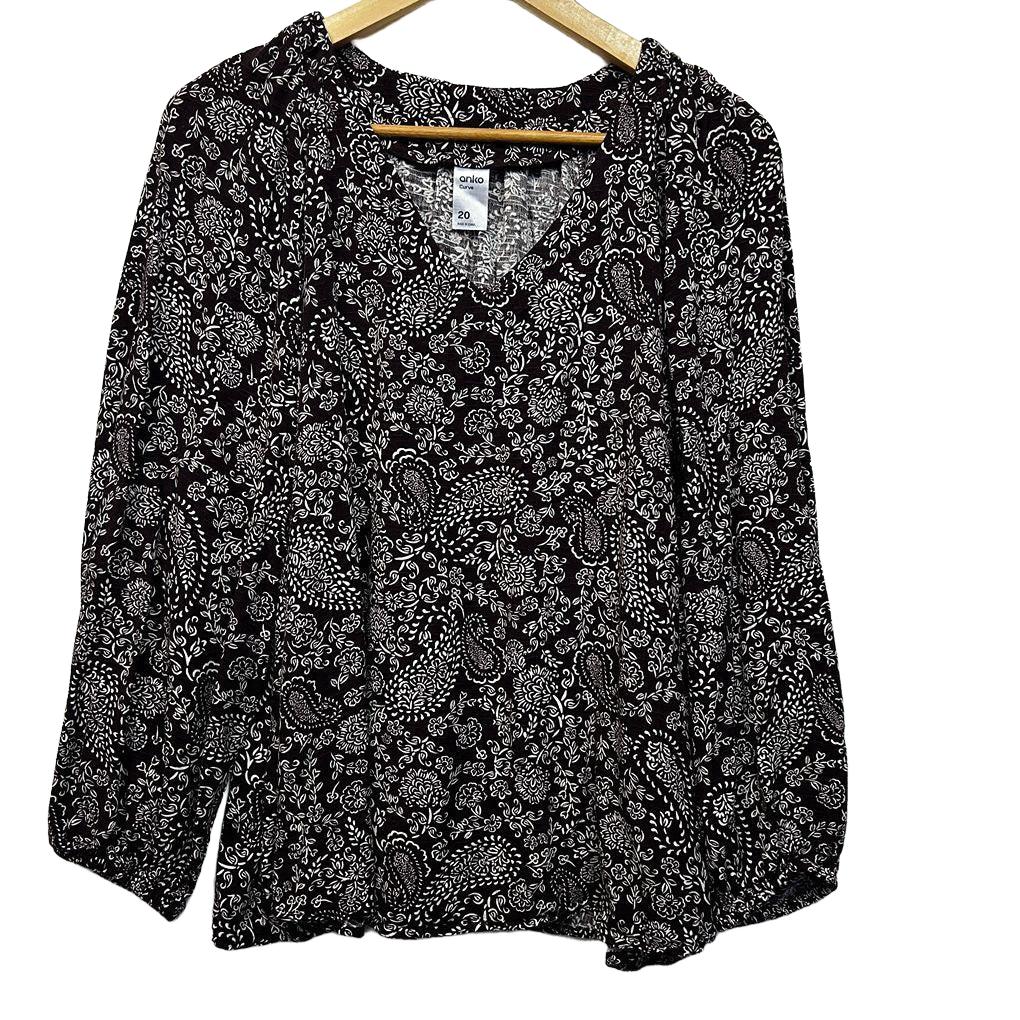 Anko Brown Paisley Plus Size Top - Size 20