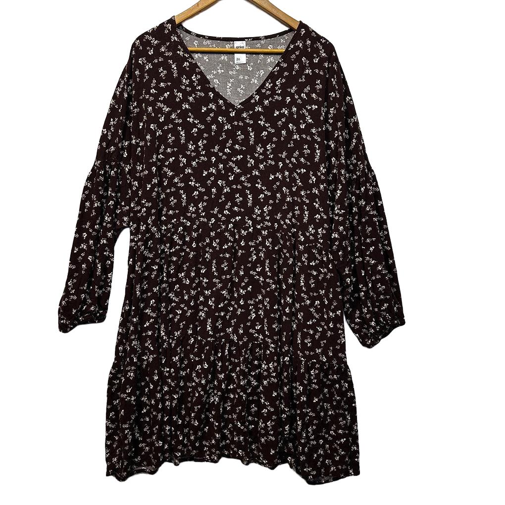 Anko Chocolate Floral Dress - Size 26