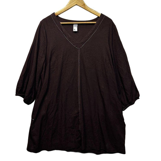 Anko Chocolate Plus Size Linen Top - Size 20