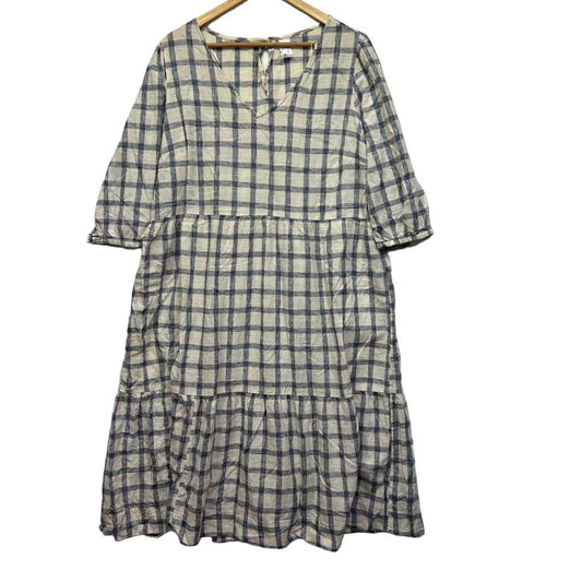 Anko Cream Check Cotton Dress - Size 18