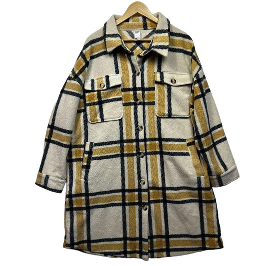 Anko Cream Check Shacket - Size 16