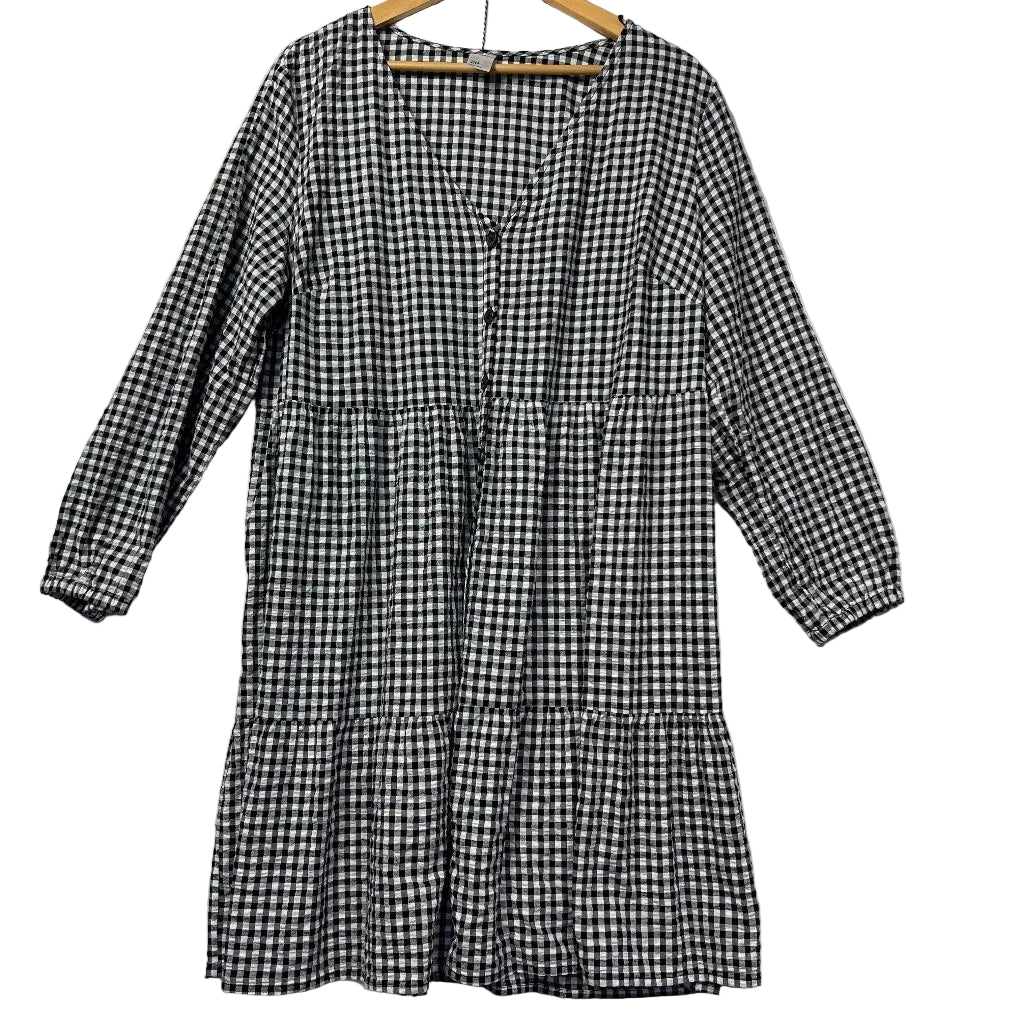 Anko Black Gingham Check Cotton Dress - Size 20