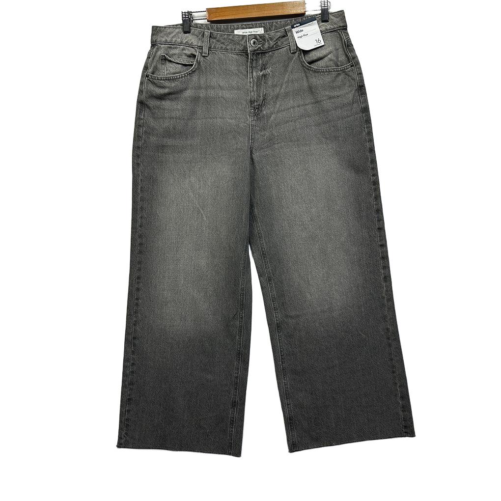 Anko Grey Wide Leg HIgh Rise Jeans - Size 16