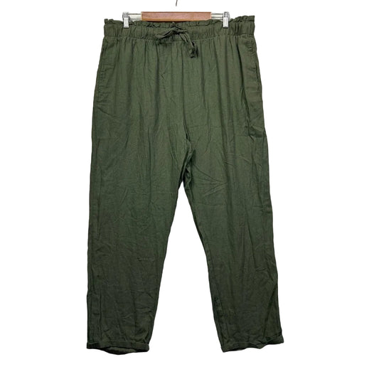 Anko Linen Blend Olive Pants - Size 18