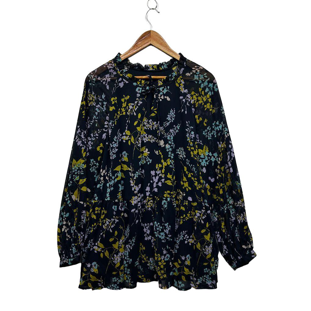 Anko Navy Floral Long Sleeve Top - Size 18/20?