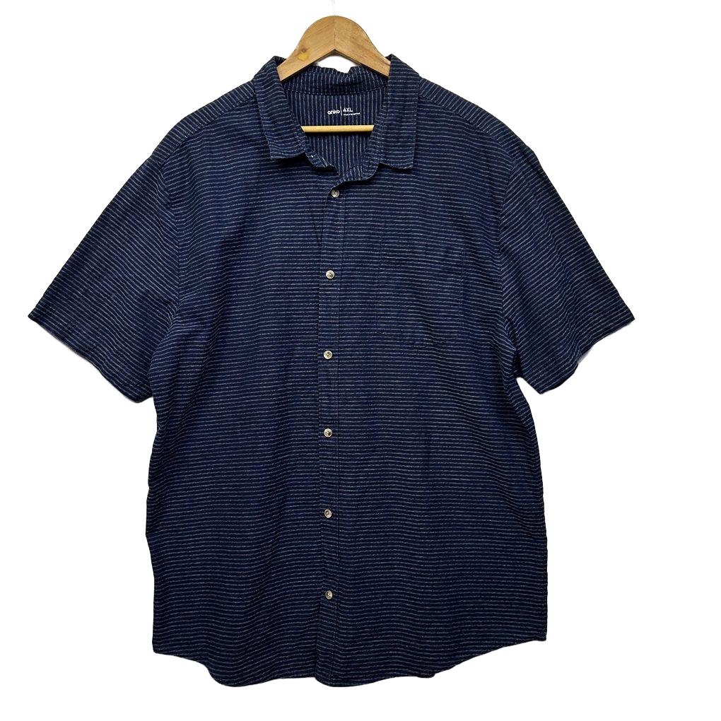 Anko Navy Striped Cotton Shirt - Size 4XL