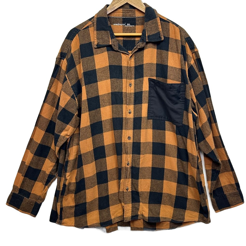 Anko Orange & Black Check Flannel Shirt - Size 5XL