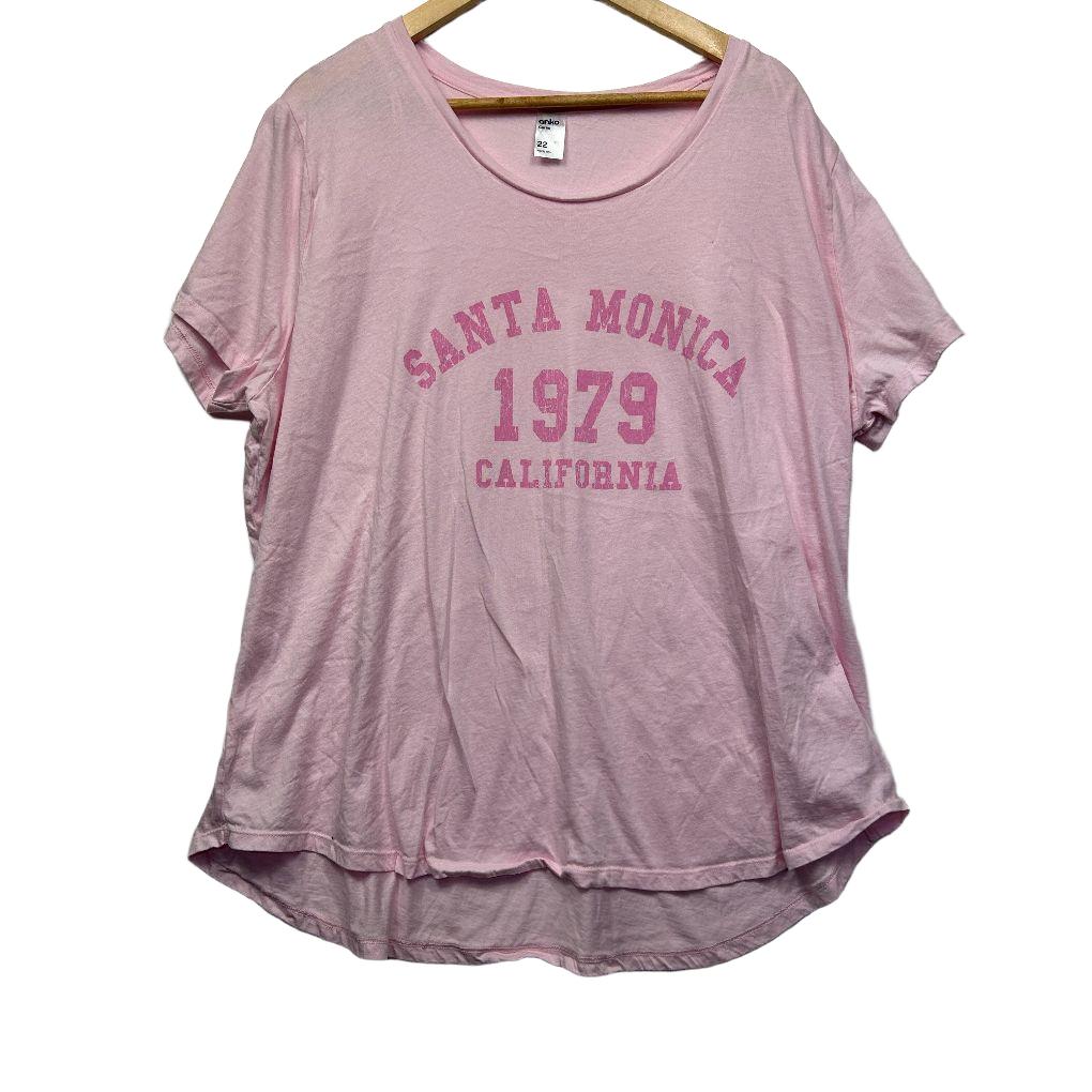 Anko Pink Cotton Graphic Tee - Size 22