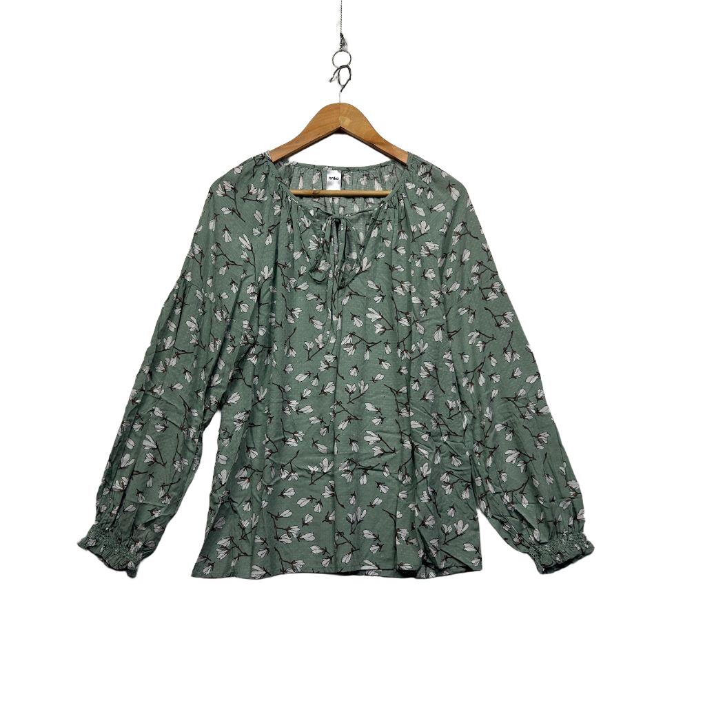 Anko Sage Green Floral Top - Size 12