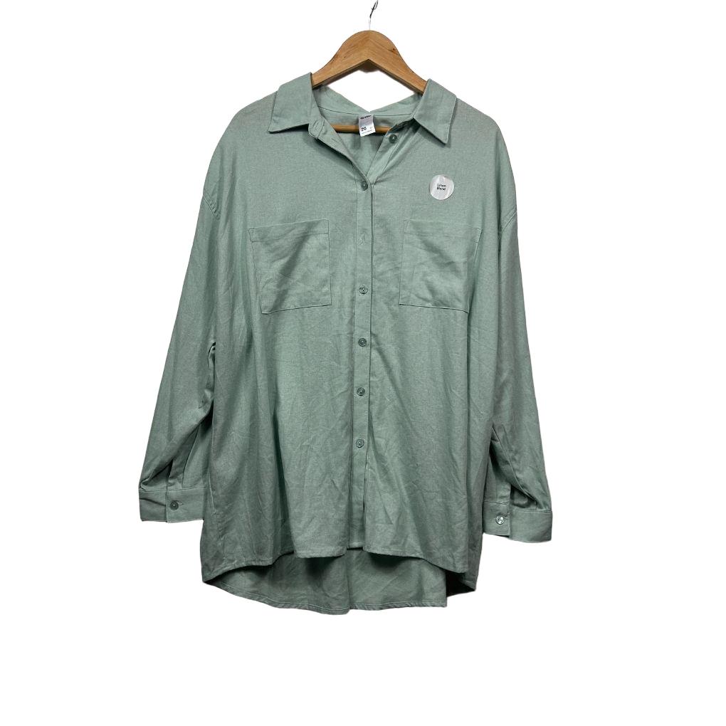 Anko Sage Linen Shirt - Size 20