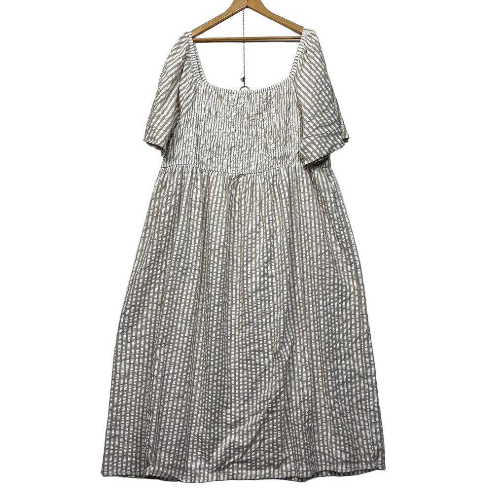 Anko White Biege Striped Cotton Dress - Size 26