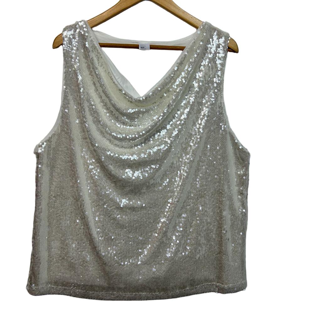 Anko White Sequin Top - Size 20