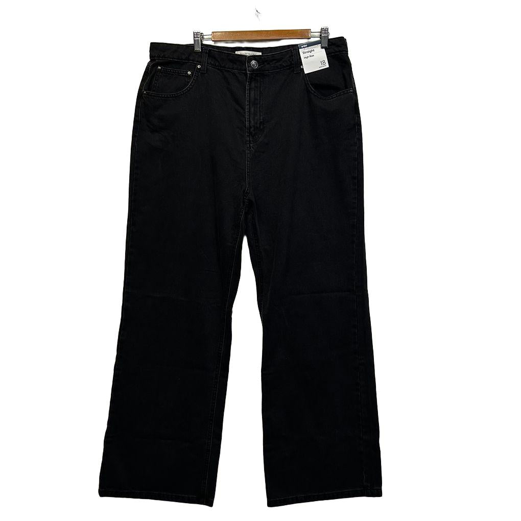 Anko Black Straight Leg High Rise Jeans - Size 18