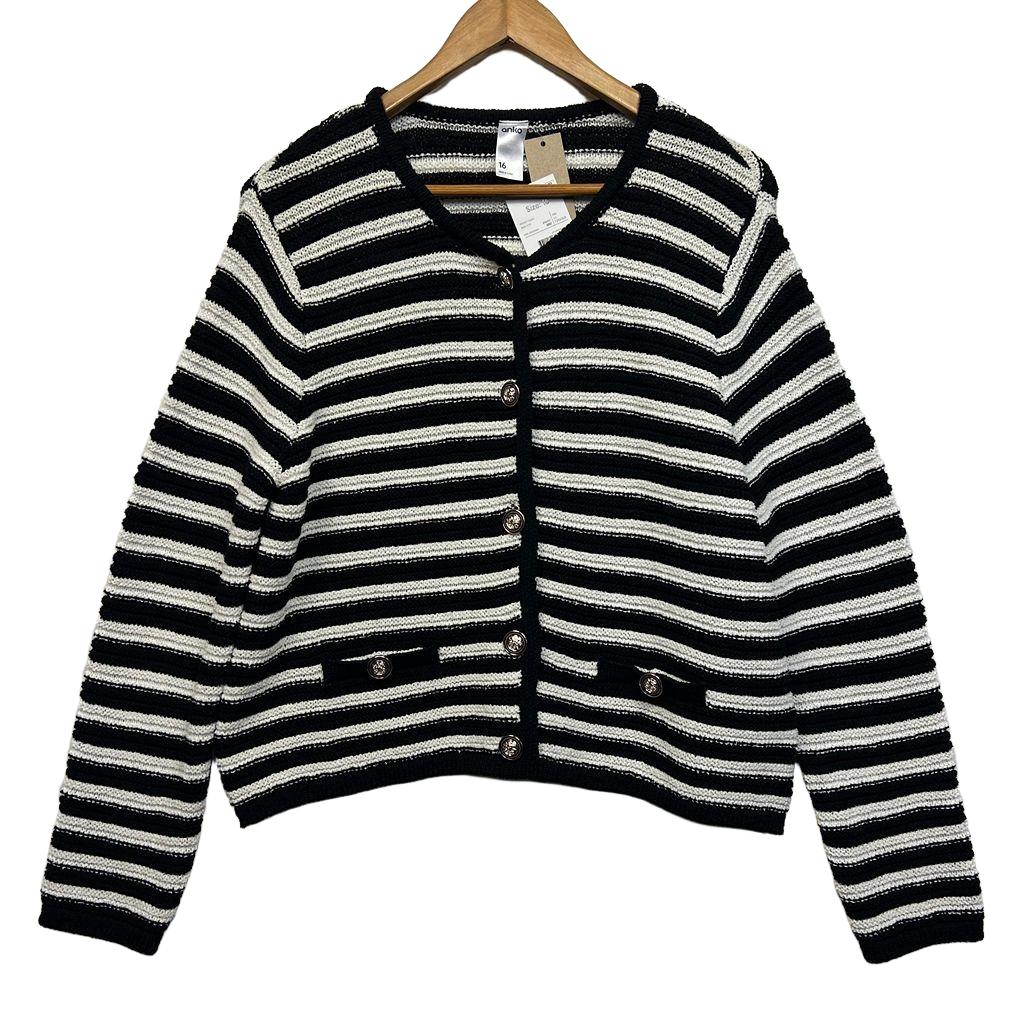 Anko Striped Cardigan - Size 16