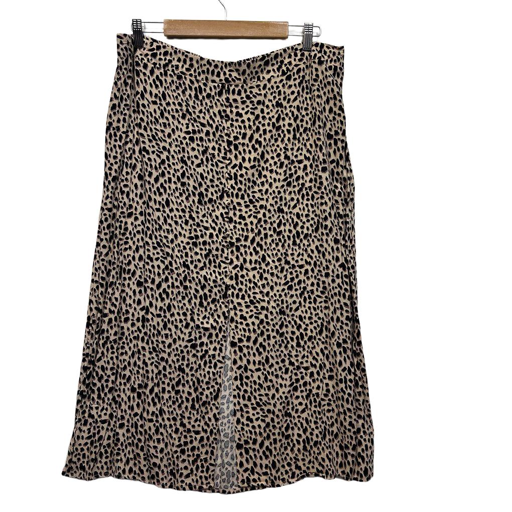 Anko Leopard Print Midi Skirt - Size 18