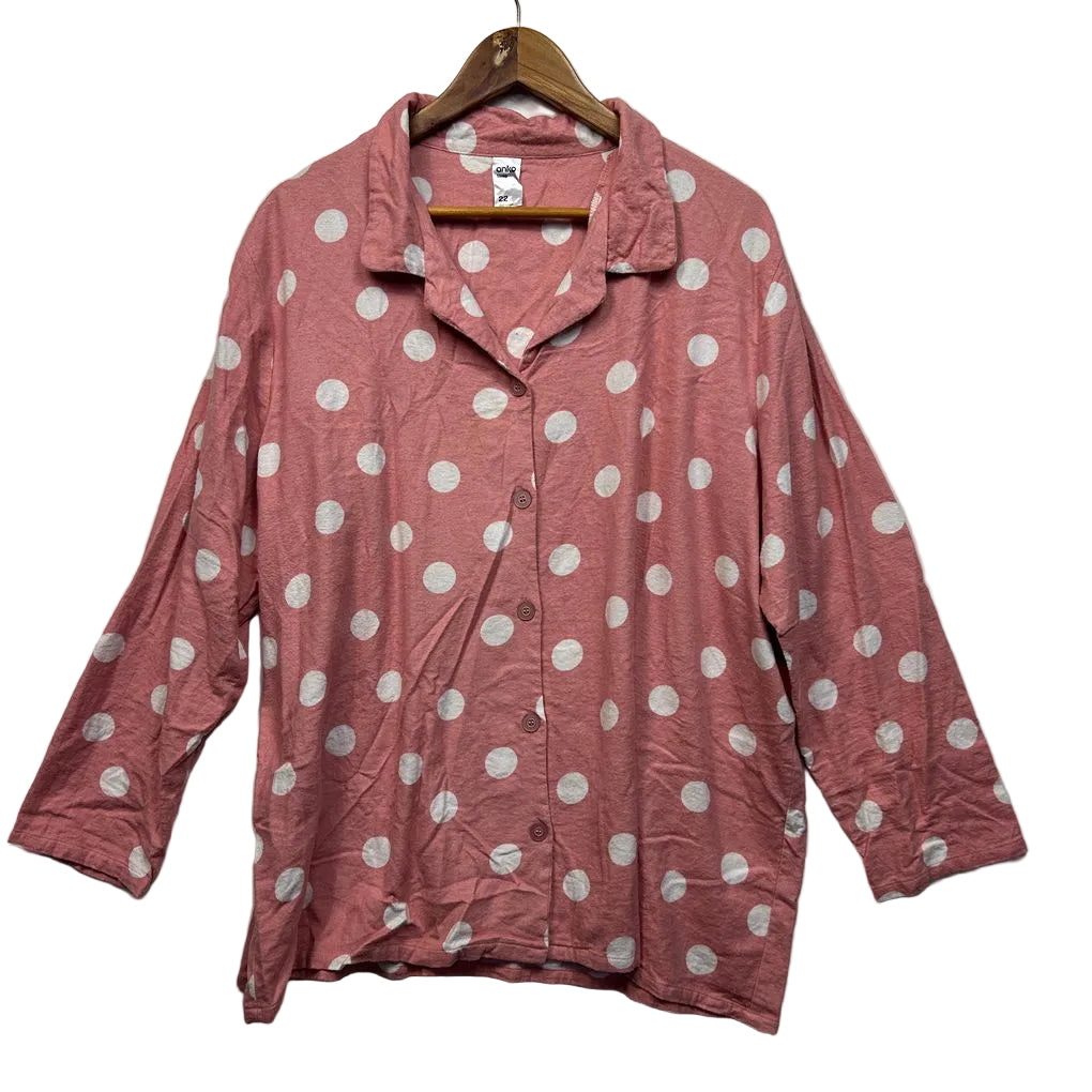 Anko Pink Cotton Winter Pyjama Shirt - Size 22