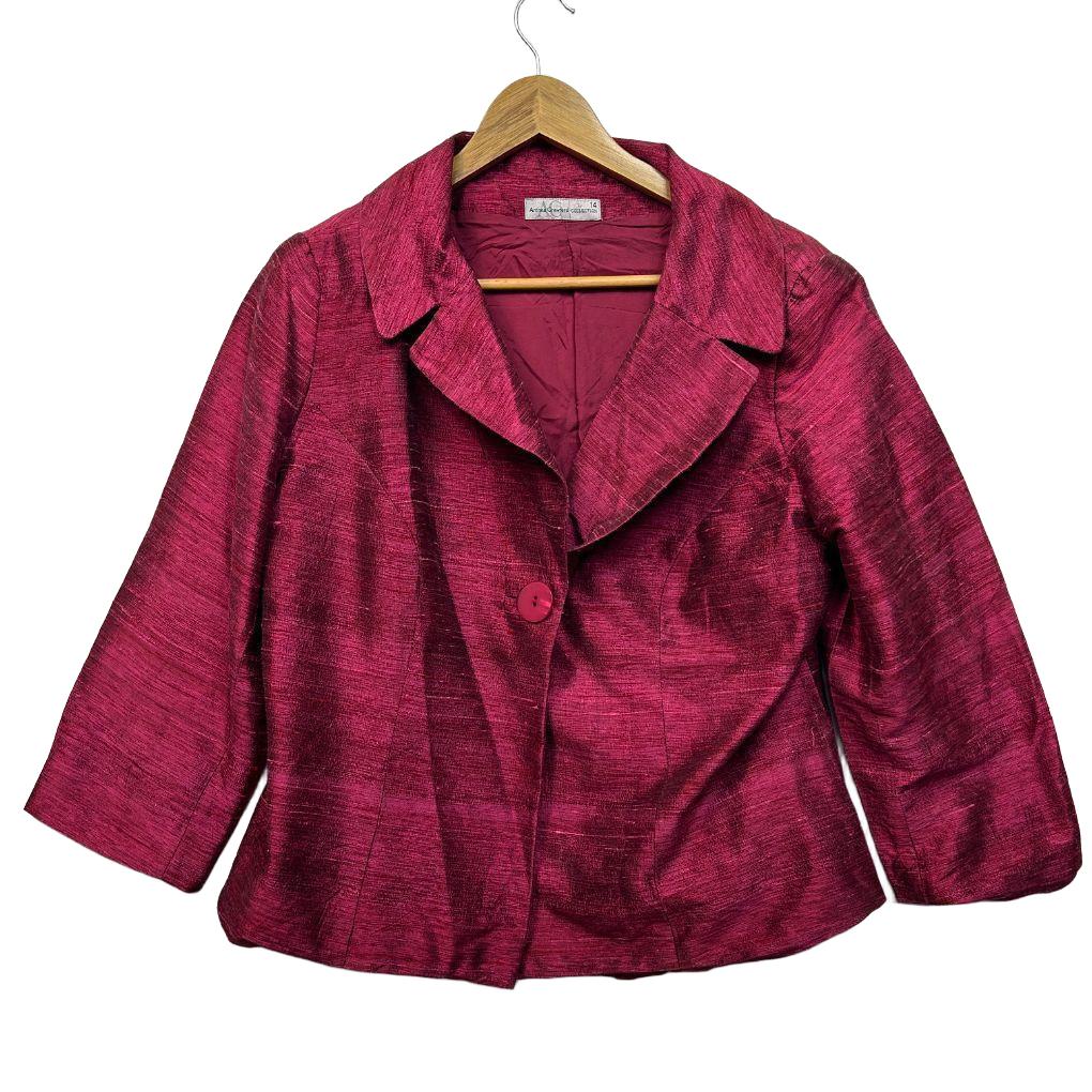 Anthea Crawford Magenta Silk Jacket - Size 14