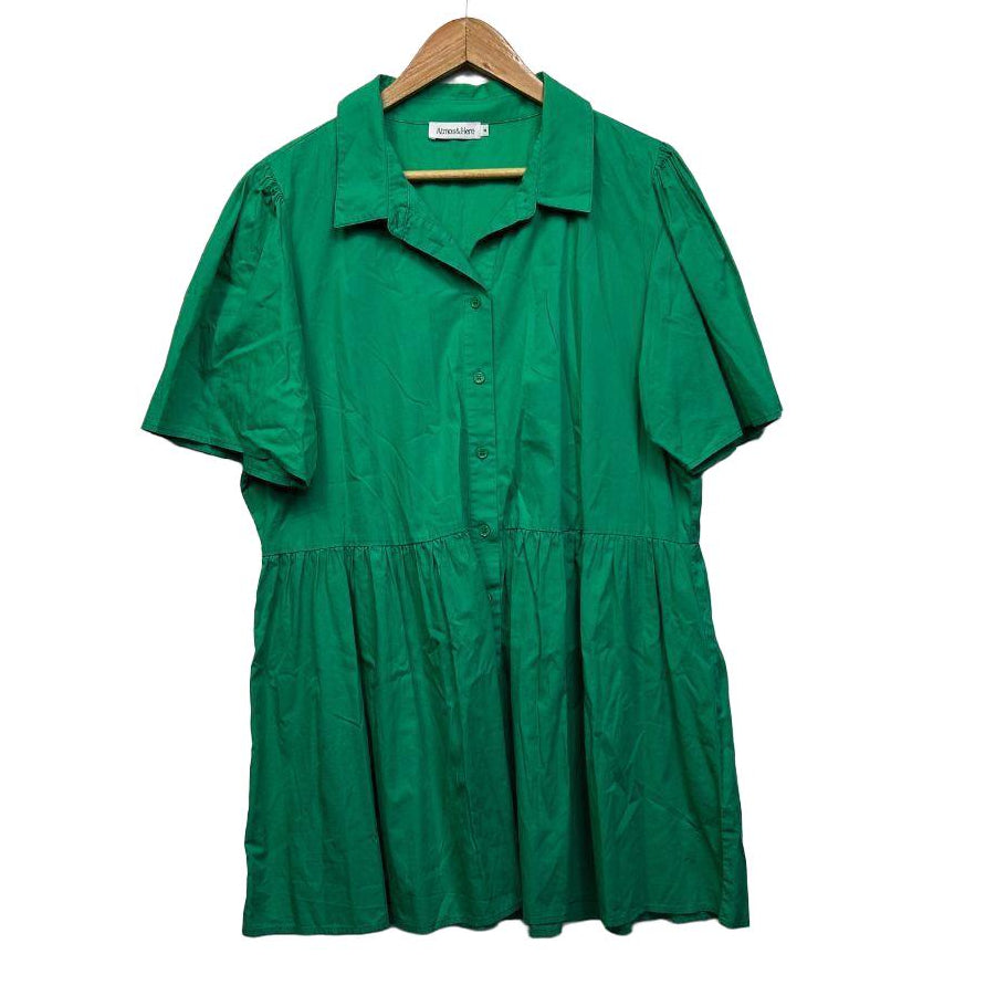 Atmos&Here Green Cotton Dress or Top - Size 18