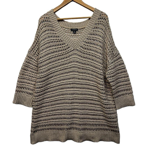 Autograph Beige Cotton Open Knit Jumper - Size 20/L