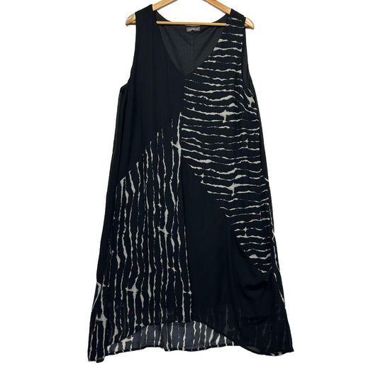 Autograph Black Abstract Print Sleeveless Dress - Size 18/20
