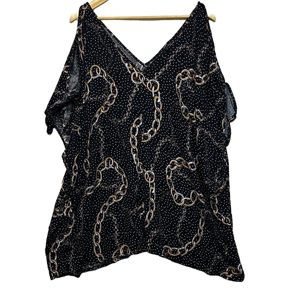 Autograph Black Chain Print Top - Size 22/24