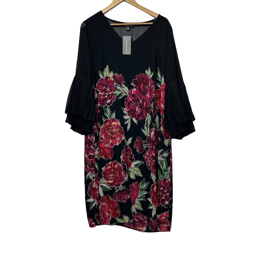 Autograph Black Floral Dress - Size 14