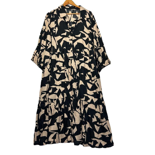Autograph Black Biege Dress - Size 18