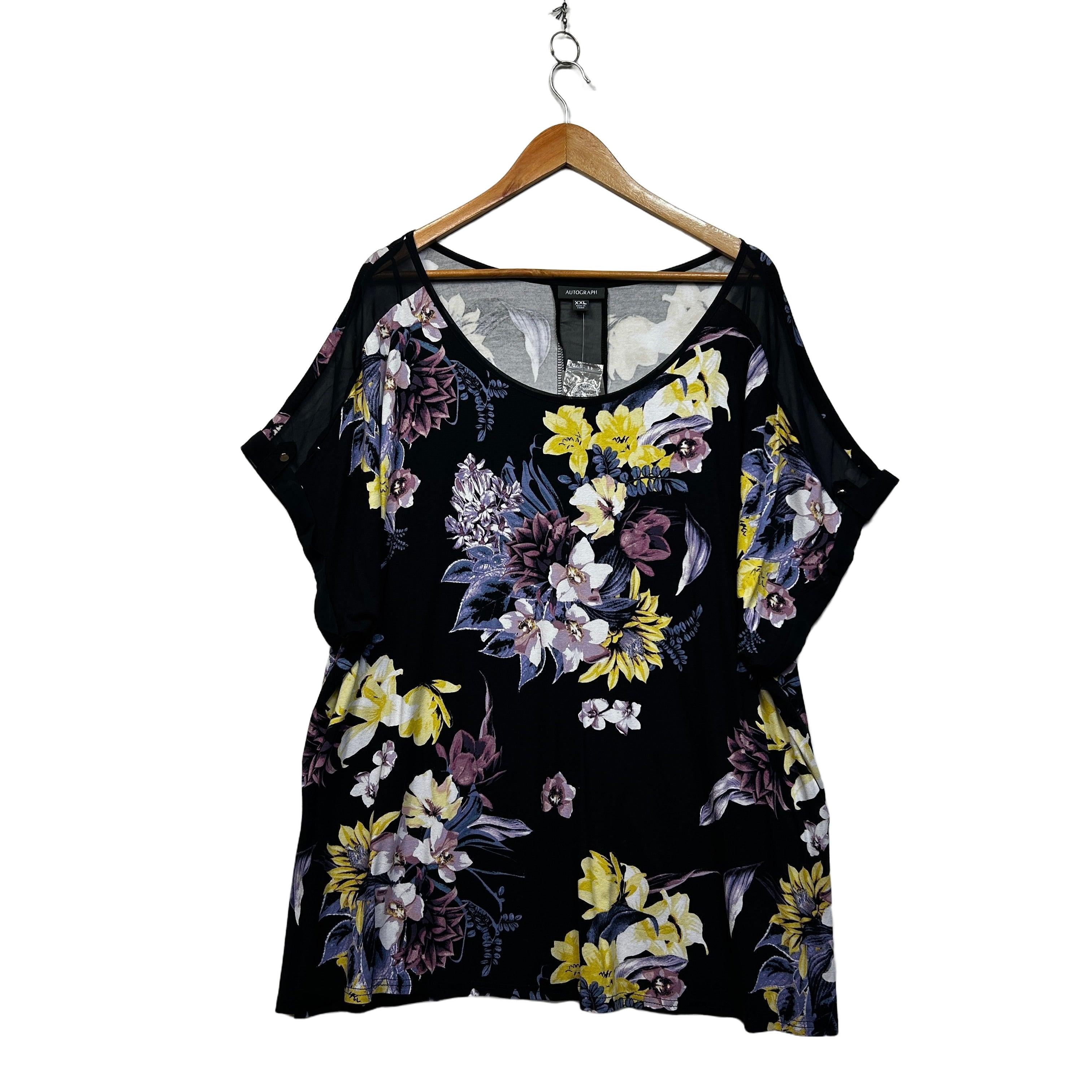 Autograph Black Floral Plus Size Top - Size 2XL/24