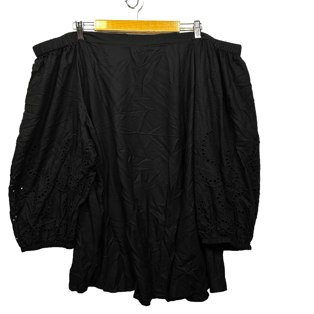 Autograph Black Off Shoulder Broderie Top - Size 24
