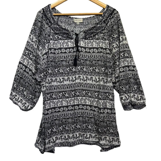 Autograph Black Patterned Top - Size 22